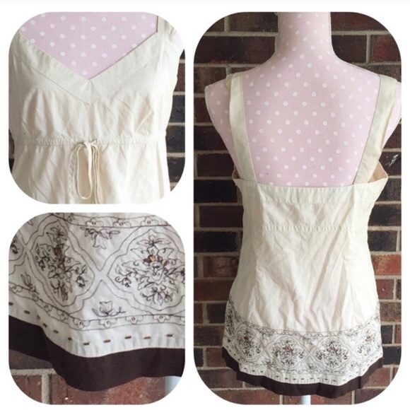 Loft Cream Beaded Border Dress Tank 4 - Picture 3 of 4
